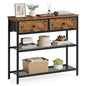 SONGMICS Console Table, Narrow Sofa Table with 2 Mesh Shelves | For Entryway, Living Room, 2 Fabric Drawers, Rustic Brown, BELLAH Collection ULGS075K101 - color: Rustic Brown, size: 11.8"D x 30.2"W x 31"H (2 Drawers)