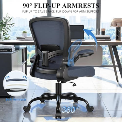 FelixKing Office Chair, Ergonomic Desk Chair Breathable Mesh Chairs Adjustable High Back Lumbar Support Flip-up Armrests, Executive Rolling Swivel Comfy Computer Chairs Home Office Dark Gray - color: Slate Gray