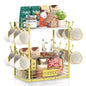 EsLuker.ly Coffee Mug Cup Holder Tree Bar Station Organizer, 2 Tier Mug Stand Rack for Countertop Kitchen, Storage Tower Display Shelf with 12 Hooks, Coffee Nook Enhancer, White-Gold - color: White + Gold