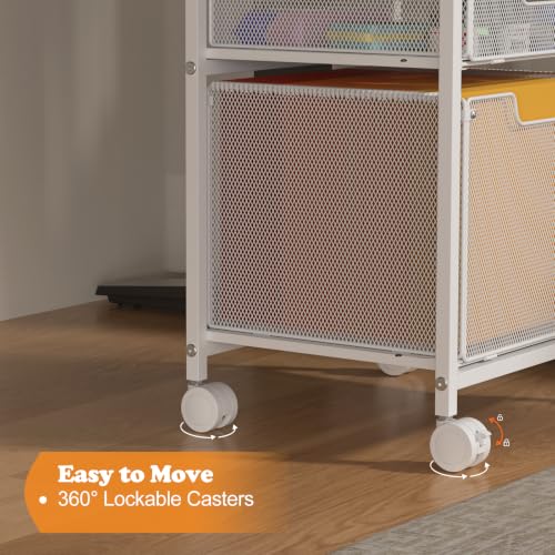 Tiaoheka Rolling File Cabinet Cart, Printer Stand with Storage Drawer, Mobile Filing Cabinet on Lockable Wheel, Hanging File Folder Organizer Beside Under Desk for Office Home, White (Patent Pending) - color: White