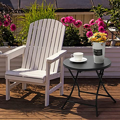 Outdoor Side Table, Folding Round Metal End Table, Weather Resistant Small Patio Accent Table for Porch Yard Balcony Deck (All Black) - color: All Black