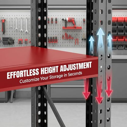 67" W Heavy Duty Garage Shelving, 6000 LBS Metal Storage Shelves with Anti-Fall Rails, 3-Tier Adjustable Storage Rack for Garage, Warehouse, Basement, Study Room - size: Reinforced 67"Wx 20"Dx 63"H