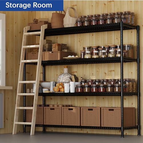 REGILLER 4-Wire Shelf Adjustable Heavy Duty Storage Shelves,Metal Organizer Wire Rack for Laundry Bathroom Kitchen Pantry Closet Garage Shelving(Black,24" Dx59.6 Wx72.2 H) - size: 4tier 24"D x 59.6"W x 72.2"H