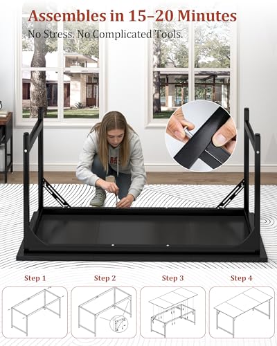 Computer Desk, 47.2" Office Desk, Extra Wide 23.62” Deep Desktop, 0.59” Thick Heavy-Duty Home Office Desks, Office Table with Steel Frame, Modern Wood PC Desk for Bedroom Study Writing Gaming Work