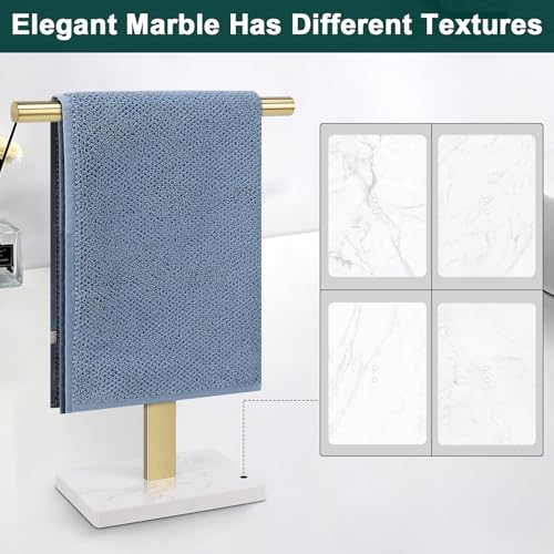 Hand Towel Holder, T-Shape Hand Towel Stand for Bathroom, Hand Towel Rack Bar Standing for Vanity Kitchen Countertop, 304 Stainless Steel, Marble Base (Gold) - color: Gold