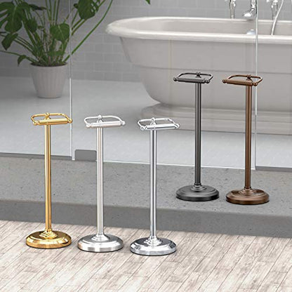 Gatco 1436C Toilet Paper Holder Stand, Chrome Finish, Freestanding Bathroom Floor Stand, Pedestal, Weighted Base, 22 Inch - color: Chrome