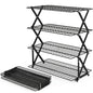 4-Tier Collapsible Cooling Rack for Baking | Adjustable Stackable Wire Rack for Cookies, Cakes & Roasting | Space-Saving Foldable Design for Small Kitchens & Camping (Black) - color: Black