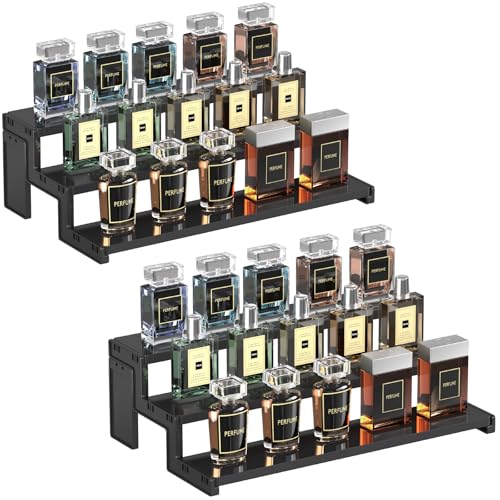 Lifewit Spice Rack, Perfume Cologne Organizer, Cupcake Stand, Tool-Free Assembly, Display Riser Shelf, Seasoning Figurine Makeup Holder, Room Decor, Kitchen Cabinet Storage, Black, 14in-3 Tier, 2 Pcs - color: Black, size: 14″3-Tier,2 pc