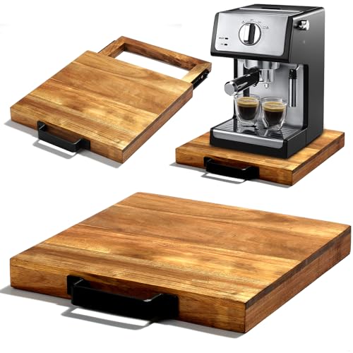 Natural Acacia Sliding Tray for Coffee Machine Kitchen Appliance slider Moving Caddy, appliance slider,appliance rolling stand air fryer rolling tray - color: Natural