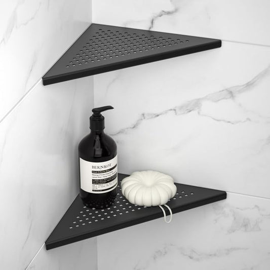 10'' Corner Shower Shelf 2 Pack | 304 Stainless Steel Tiled Shelves for Bathroom, Grout in Shelf, Black - color: Black, size: 10''