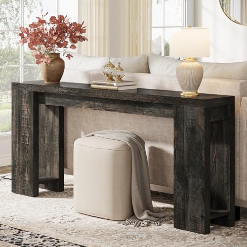 Tribesigns 70.9-Inch Extra Long Console Table, Farmhouse Wood Sofa Table Behind Couch, Narrow Entryway Accent Table for Living Room, Hallway, Entrance, Foyer, Black - color: Black