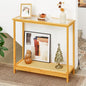 Bamboo Narrow Console Table, 31.5"(L) Wood Small Entryway Table with Rattan and Glass, Accent Slim Hallway Tables, Thin Sofa Side Tables for Hallway, Living Room, Foyer, Burlywood - color: Burlywood 31.5"(l)