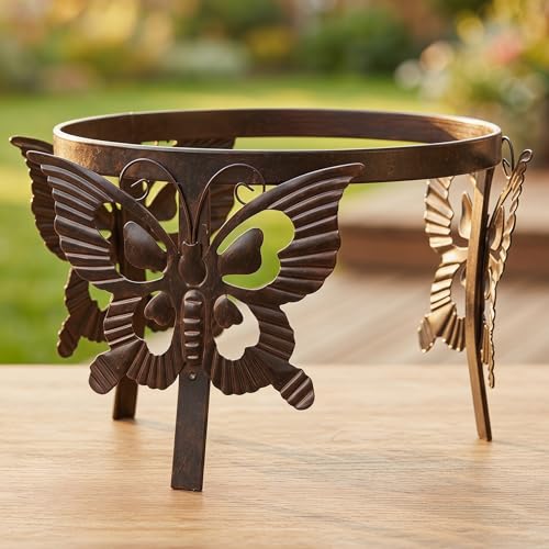 Topadorn Gazing Ball Stand for 10 Inch or 12 Inch Globes, Metal Garden Globe Stand with Butterfly Design, Outdoor Weather Resistant Decorative Holder for Yard Patio Lawn - color: Butterfly