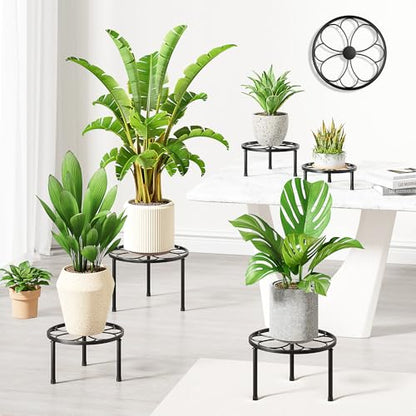 5 Pack Flower Pot Black Tables Plant Stand Indoor Outdoor(BlackFlower) - color: BlackFlower