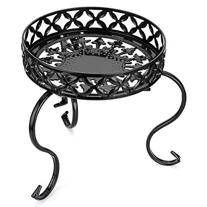 OwnMy Metal Round Plant Stand Indoor Outdoor Iron Flower Pot Holder, Heavy Duty Plant Stand Display Potted Rack for Home, Garden, Patio, Black - color: Black