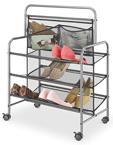 Whitmor 4-Tier Metal & Mesh Shoe Rack, Gunmetal - color: 4-tier,gunmetal