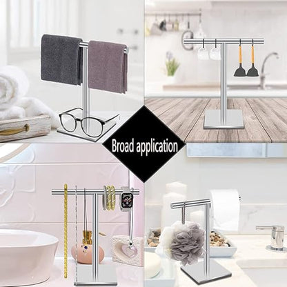 Freestanding Hand Towel Holder Countertop Modern Stand Towel Rack with Square Base Space Saving 304 Stainless Steel Hand Towel Holder Silver Finished - color: Freestanding Stainless Steel Towel Rack Silver on Countertop