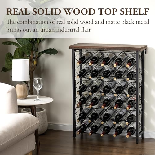 MyGift Wine Rack Freestanding Floor Stand, 9 Tier Wine Bottle Shelf - Holds up to 54 Bottles (with Wood) - color: With Wood