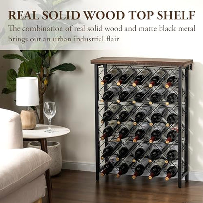 MyGift Wine Rack Freestanding Floor Stand, 9 Tier Wine Bottle Shelf - Holds up to 54 Bottles (with Wood) - color: With Wood