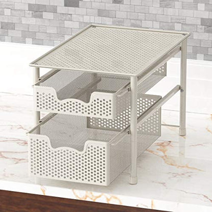 Simple Houseware Stackable 2 Tier Sliding Basket Organizer Drawer, White - color: White, size: 2-Tier