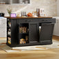 RALGEND Kitchen Island with Power Outlet & Drop Leaf, Rolling Storage Cart with Trash Storage Cabinet, Farmhouse Mobile Island Table for Kitchen, Dining Room, Hidden Casters, Black and Rustic Brown - color: Black + Rustic Brown