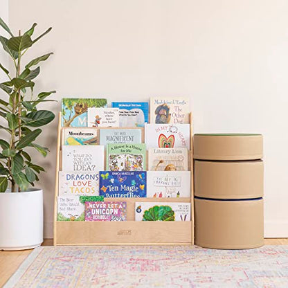 ECR4Kids Streamline Double-Sided Book Display, Classroom Bookshelf, Natural | Independent book browsing, 5 deep shelves, 4 rear shelves for extra storage, durable birch, GREENGUARD Gold Certified - color: Natural