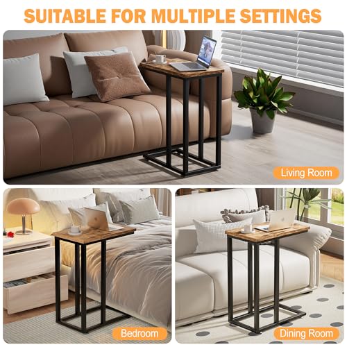 VECELO Universal C-Shaped Side Table, Multi-Functional Snack & TV Tray for Living Room, Bedroom, Grey (1 Set) - color: Grey, size: 1 Set