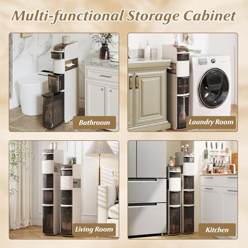 Giantex 5-Tiers Narrow Bathroom Storage Cabinet, Slim Rolling Toilet Paper Organizer w/Drawers, Tissue Box, Movable Plastic Storage Cart for Laundry Living Room Kitchen (17” x 7” x 38.5”(5 Tiers)) - size: 17” x 7” x 38.5”(5 Tiers)