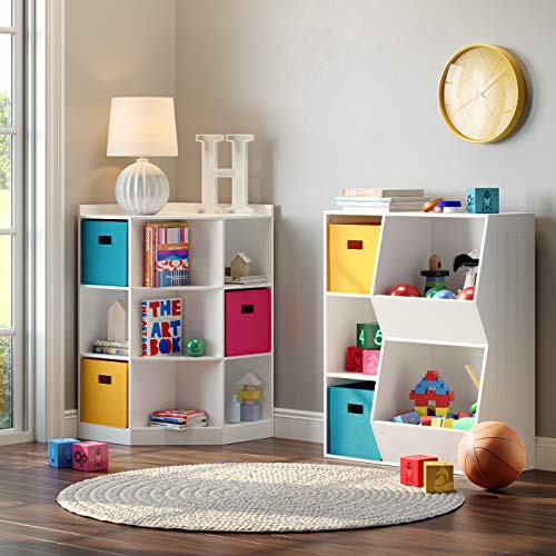 RiverRidge Folding Storage Bins - 2-pack of 10in Tall Golden Yellow Cubes | Fabric Bins, Set of 2 Storage Cubes, Cut-out Handles, Playroom Closet Organizer, Collapsible Cubby with Bottom Board Insert - color: 2 Golden Yellow 10in H Bins