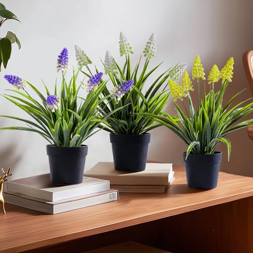 3 Pack Fake Small Plant in Pot Artificial Potted Flowers for Home Decor Fake Flower Plant Greenery Mini Faux Plant for Indoor Bedroom Living Room Office Shelf Bathroom Farmhouse Decor (Type 2) - color: Type 2