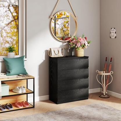 Nightstand with Drawers, Bedside Table with Drawers, Sofa Side Table Storage Cabinet, Night Stand for Bedroom Living Room (1, 4 Drawers Black, 31.5" W×15.7" D×38.1" H) - color: 4 Drawers Black, 31.5"w