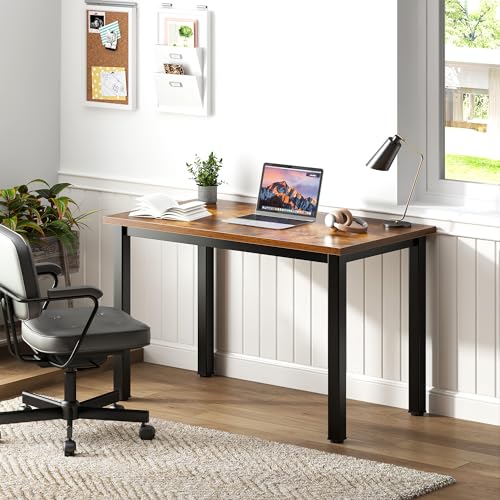 Need Small Computer Desk, 31.5 Inch Sturdy Writing Table, Rustic Brown | Black Metal Frame, Dorms & Bedrooms, Teens Study Table, Home Office, Adjustable Feet, Water-Resistant, Easy Assembly - color: Rustic Brown, size: 31.5 inches