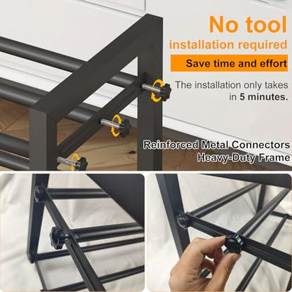 3-Tier Expandable Metal Shoe Rack for Closet & Entryway, Shoe Organizer | Shoe Storage • Adjustable Width • Holds 6–9 Pairs • Heavy-Duty Steel • Space-Saving Design • Tool-free • Easy Assembly - size: 3 Tiers