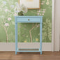 East at Main Lenora Blue Narrow Console Table for Entryway with Drawer | 23.75-inch slim hallway table with cane shelf, solid wood frame, powder blue finish, coastal furniture for small spaces - color: Powder Blue