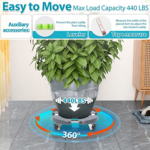 VANCASTLE Plant Caddy Plant Stand with Wheels, Heavy Duty Plant roller base 15-22 Inch Adjustable，Palnt Wheel Base 440 LBS, Large Potted Planter Cart Dolly for Flower Mover, Gray, 1 Pack | Heavy Duty 450lbs Capacity with Wheels Rolling base, Plant Dolly f