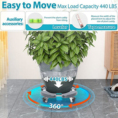 VANCASTLE Plant Caddy Plant Stand with Wheels, Heavy Duty Plant roller base 15-22 Inch Adjustable，Palnt Wheel Base 440 LBS, Large Potted Planter Cart Dolly for Flower Mover, Gray, 1 Pack | Heavy Duty 450lbs Capacity with Wheels Rolling base, Plant Dolly f