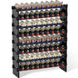 Domax Wine Rack Freestanding Floor - 8 Tiers Wine Bottle Holder 72 Bottle Stackable Bamboo Wooden Storage Racks Shelves for Kitchen, Bar, Pantry and Cellar (Black) - color: Black