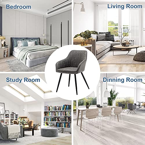 annjoe Faux Leather Accent Chair Arm Chairs Living Room Chairs Leisures Chair Upholstered Chair with Metal Legs Set of 2 for Home Kitchen Office Bistro Cafe, Gray - color: Grey