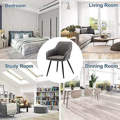 annjoe Faux Leather Accent Chair Arm Chairs Living Room Chairs Leisures Chair Upholstered Chair with Metal Legs Set of 2 for Home Kitchen Office Bistro Cafe, Gray - color: Grey