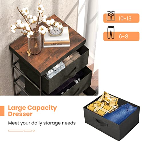 3-Drawer Bedside Table, 24.5" Nightstand with Metal Frame, Wood Top for Closet, Removable Fabric Bins & Handles, Small Dresser with Storage for Bedroom, Living Room & Entryway (2 Piece)
