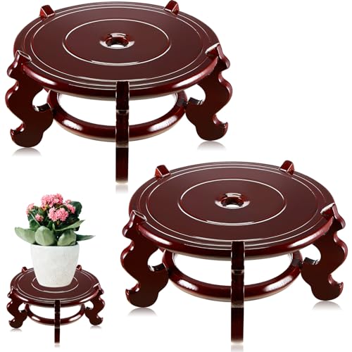 Geetery 2 Pcs 4 to 12 in Wooden Plant Stands Indoor Chinese Oriental Plant Stand for Vase Fishbowl Flower Pot Lamp Redwood Base Vintage Display Rack Decor(8 Inch) - size: 8 Inch