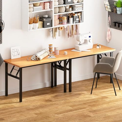 Need Office Computer Desk - 47.2L Sturdy and Heavy Duty Folding Laptop Table,Writing Table/Home Office Desk/Sewing Table,No Assembly Required (Teak Color) AC5BB12060 - color: Teak & Black Frame, size: 47inch