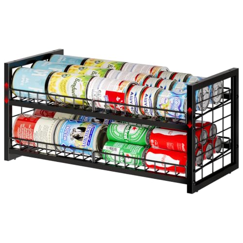 JKsmart 2-Tier Stackable Can Organizer, Extra-Long Can Holders for Pantry Storage, Adjustable Can Dispenser Holds Up to 64 Cans, 12mm Metal Frame, Super Sturdy Racks for Various Canned Food Soda - size: XL-(1 pack)