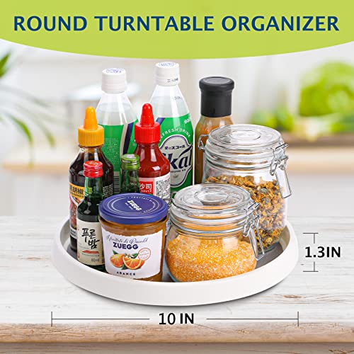 Set of 6, 10 Inch Non-Skid Lazy Susan Turntable, Lazy Susan Organizer for Cabinet, Pantry Organization, Kitchen Storage, Bathroom Sink Cabinet, Refrigerator, Countertop, Spice Rack (6 Pack 10 in) - size: Grey 10 In 6 Pack