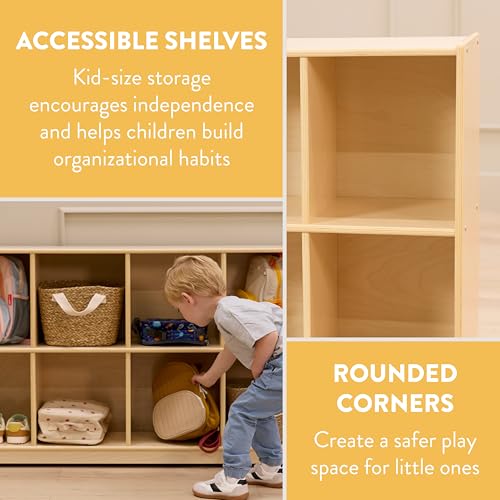 Back2School Express 8-Compartment Mobile Storage Cabinet, Backpack Cubbies, Natural