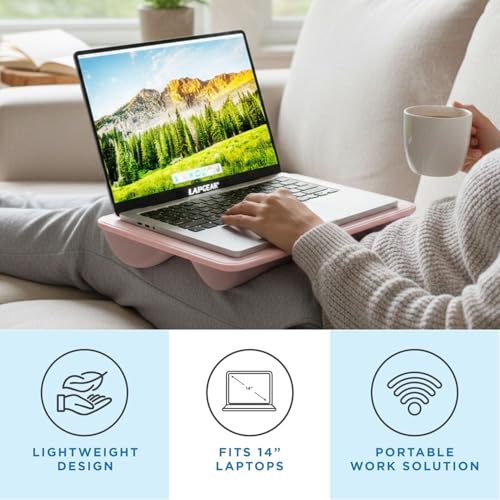 LAPGEAR Compact Lap Desk – Rose Quartz, Fits 14" Laptops - color: Rose Quartz, size: 14″ Laptop (Compact)