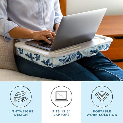LAPGEAR Designer Lap Desk – Blue Blossoms, Fits 15.6” Laptops - color: Blue Blossoms, size: Single Lap Desk