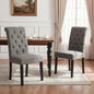 LSSBOUGHT Upholstered Dining Chairs Set of 2,Tufted Parsons Kitchen Chair with Solid Wood Legs, Modern Towel Fabric Side Chair for Dining Room/Restaurant(2pcs,Gray) - color: Gray-fabric, size: Set of 2