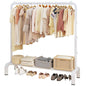 Metal Clothing Rack, 43.3 Inches Clothes Garment Coat Rack with Bottom Shelf for Hanging Skirts, Shirts, Sweaters, White | Metal 43.3 Inches Garment Rack Clothing Clothes Rack with Bottom Shelf for Hanging Clothes Coats Skirts Shirts Sweaters White - colo