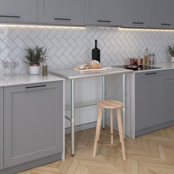 24" x 36" Open Base Stainless Steel Work Table – NSF Certified Compact Commercial Utility Table with Galvanized Legs for Kitchens, Labs & Food Trucks - size: 36"x24"